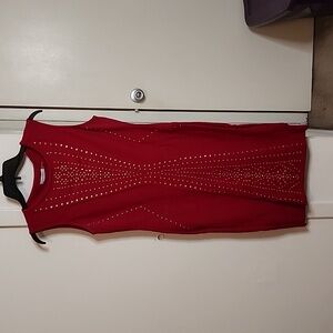 Red studded body con dress